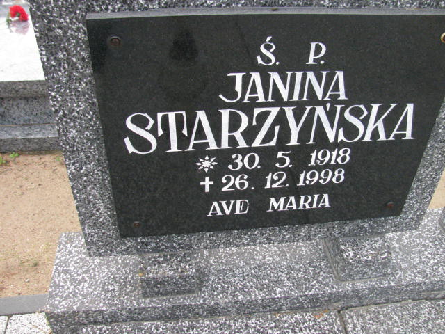 Janina STARZYŃSKA 1918 Września - Grobonet - Wyszukiwarka osób pochowanych